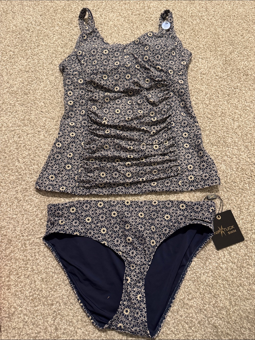 NWT Nip Tuck Swim Navy Floral Tankini Set